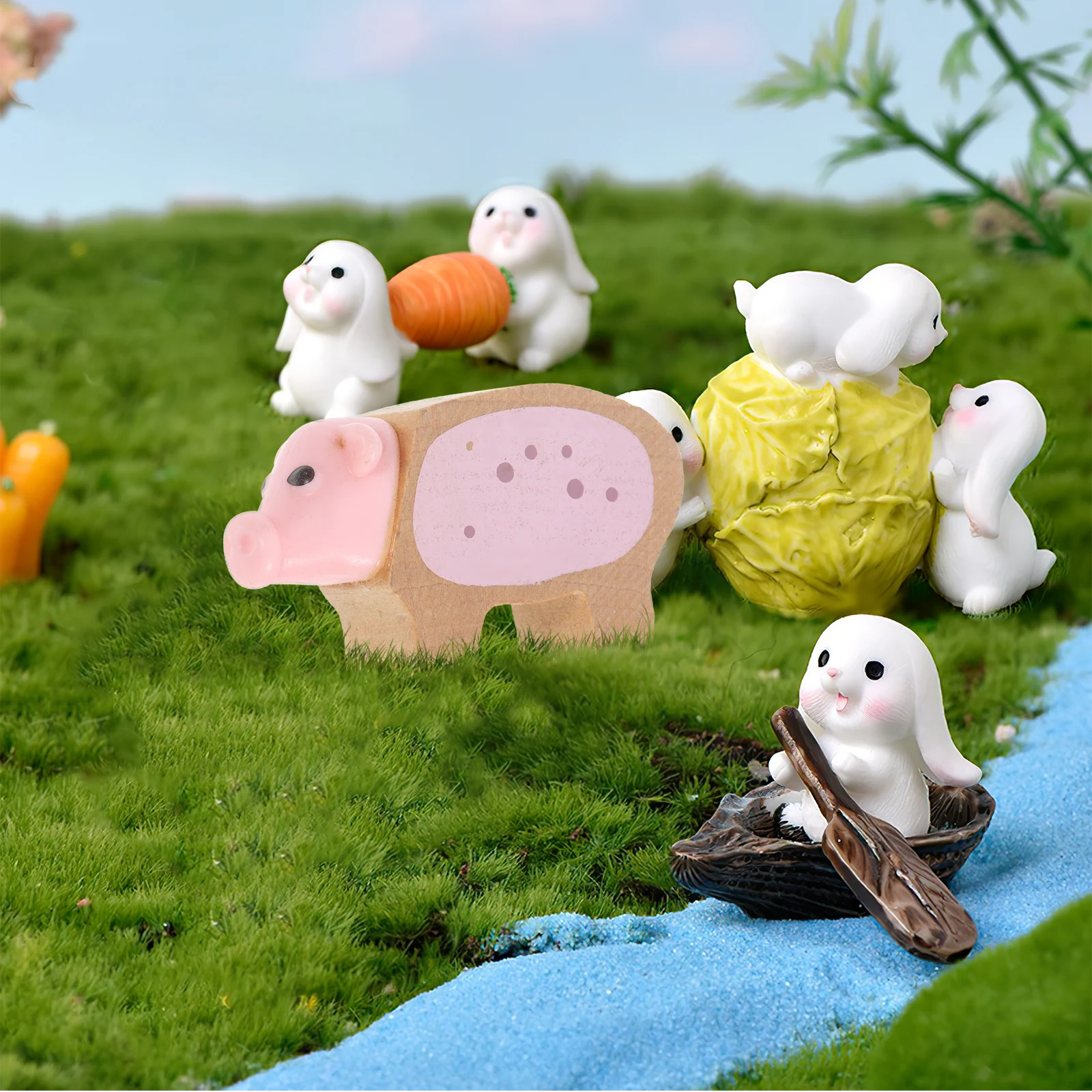 

Farm Animal Decor Miniature Pig Figurines Desktop Sculptures Adorable Small Plastic Models Bright Color Exquisite Details Easy