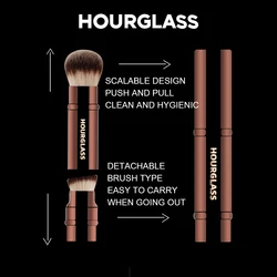 Hourglass Multifunctional Makeup Brushes, Double-ended Foundation Brush and Loose Powder Brush