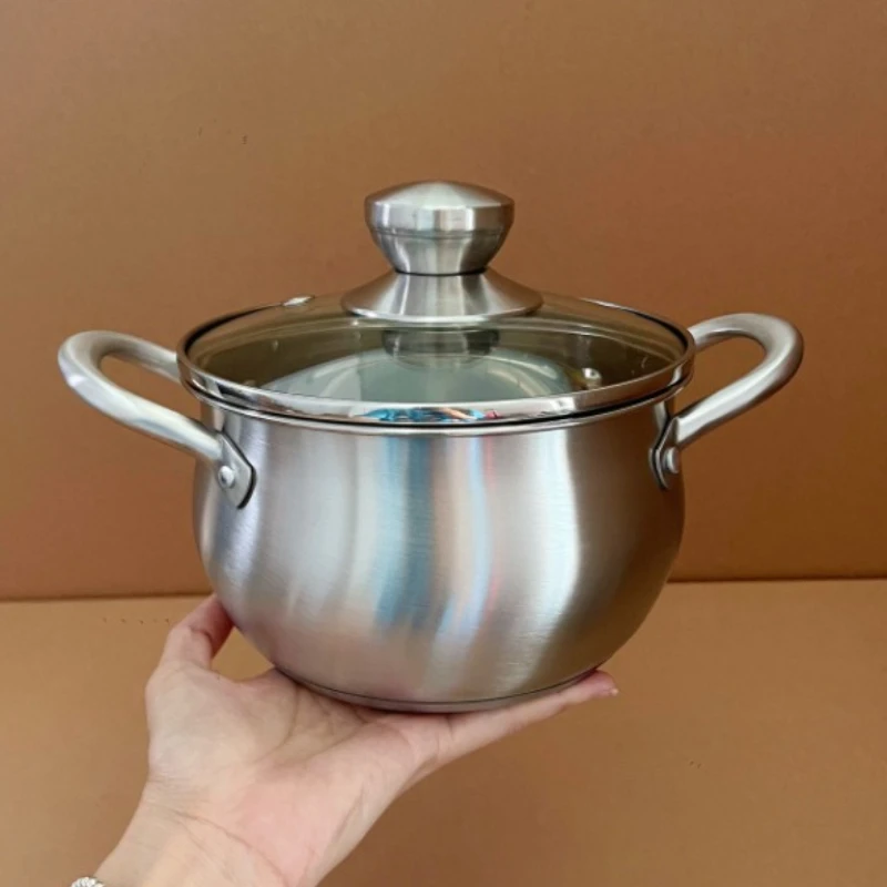

304 Stainless Steel Soup Pot, Double-layer Household Porridge Cooking Pot, Double-ear Gas Stove, Special for Induction Cooker