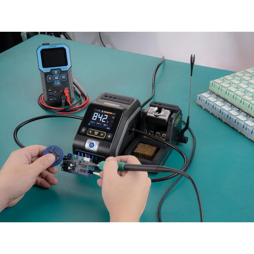 Precision Digital Soldering Station with Temperature Value & Curve Modes 360° Adjustable Helping Hands Kit