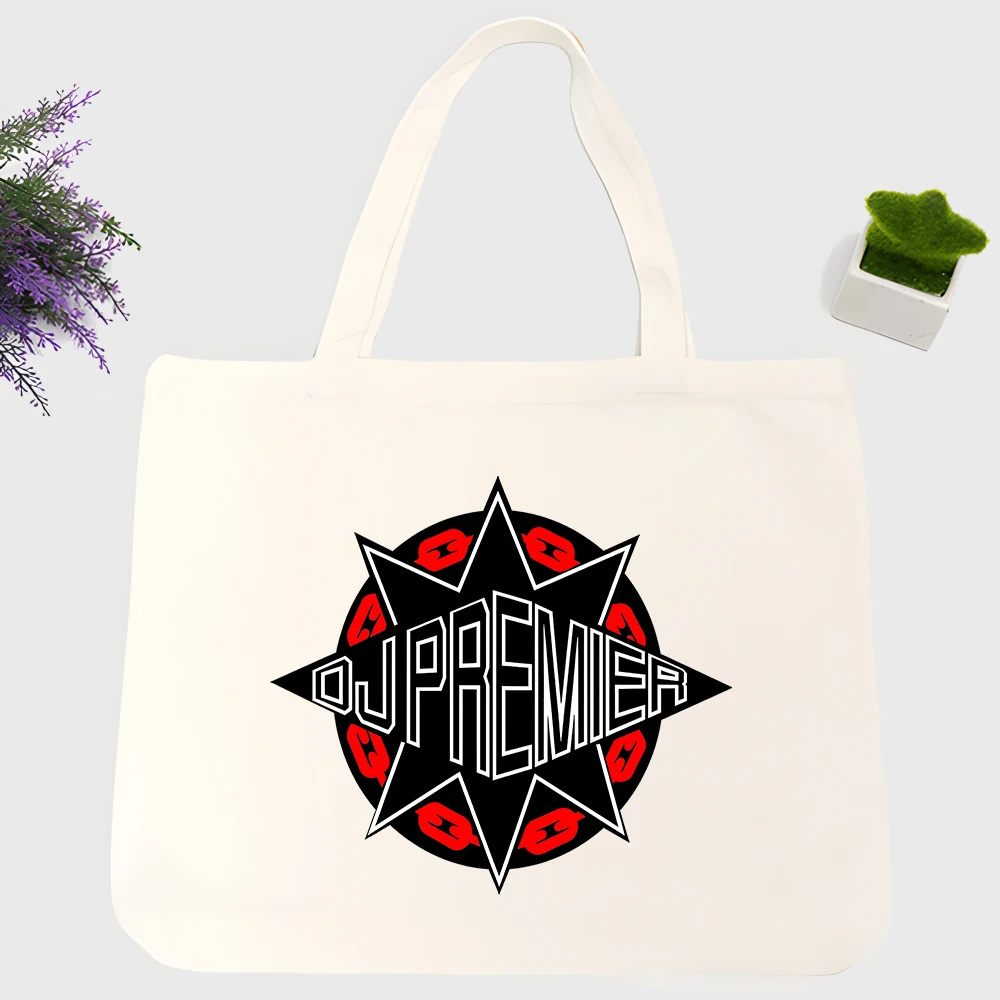 Men's geometric star and letter print canvas tote bag, urban street-style for daily shopping and casual outings