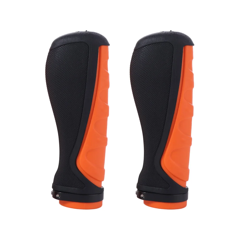 

Anti Slip Cycling Handle Grips Orange Black Soft Rubber Bicycle Handlebar Lock Design Comfortable Electric Scooter Handlebar