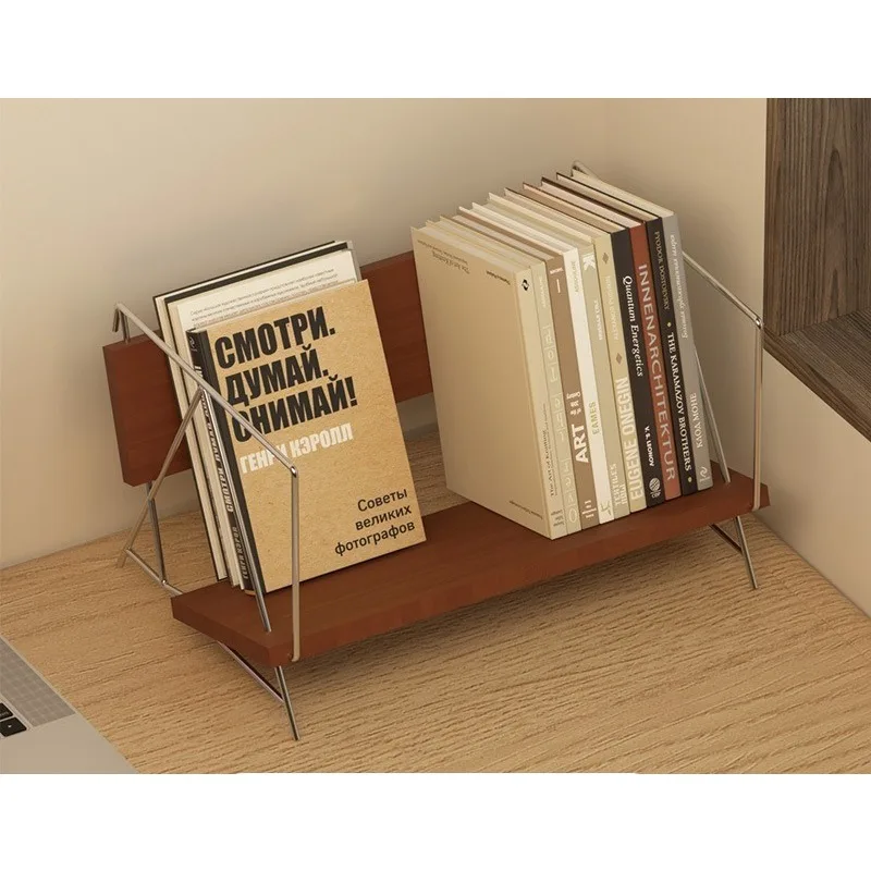 2026 Simple Solid Wood Office Desk Organizer and Bookshelf All-in-one Raised and Movable Black Storage Rack Bookcase
