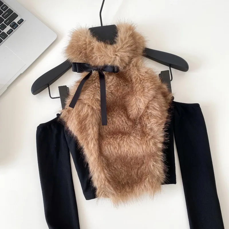 

Модный дизайн Sense Heart Плечо с длинными рукавами и строчкой Mao Mao Топы Женские футболки Осенняя повседневная облегающая короткая футболка