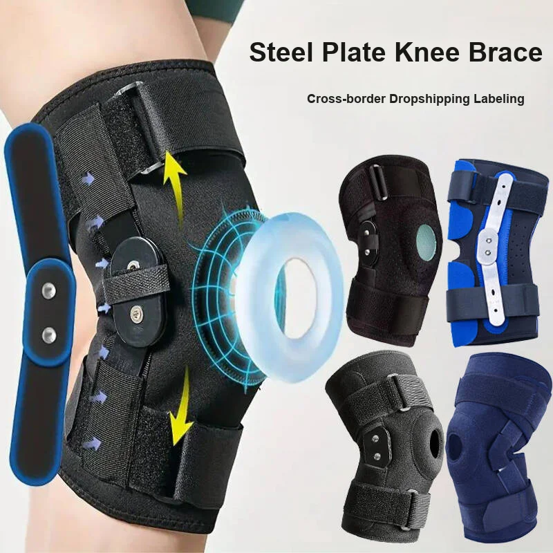 Sports Knee Pad with Steel Plate Hinge Support Silicone Anti-collision Design for Hiking Stair Climbing and Fitness