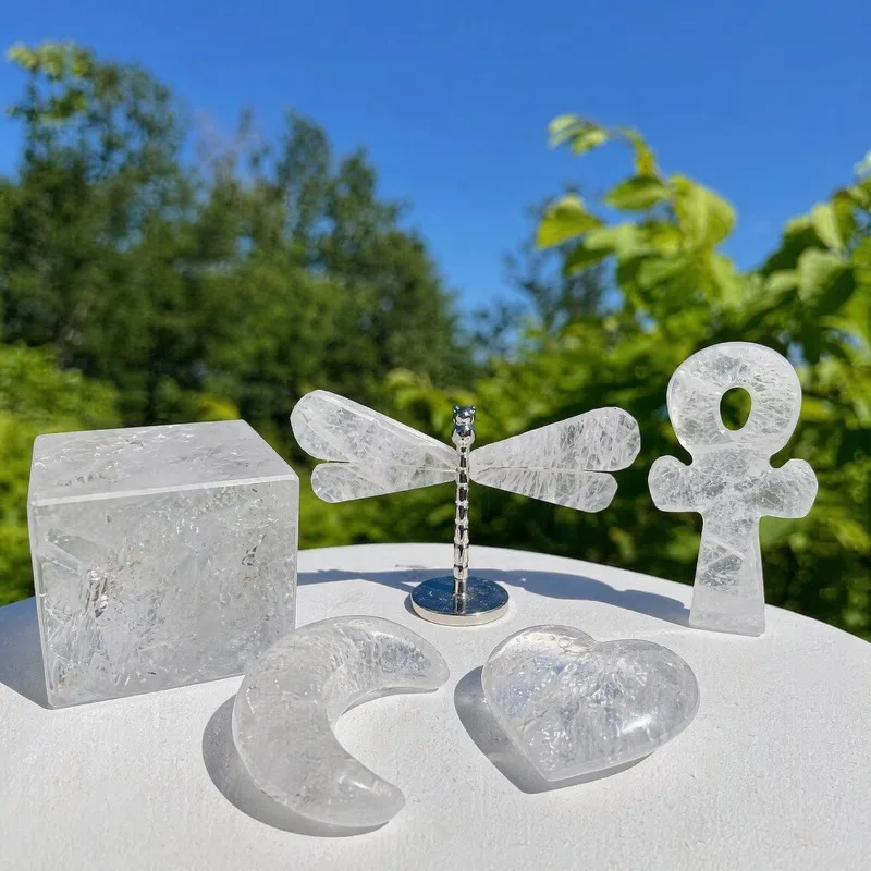 One natural white crystal carving, available in various shapes for home decoration, unique specimens, suitable for collection
