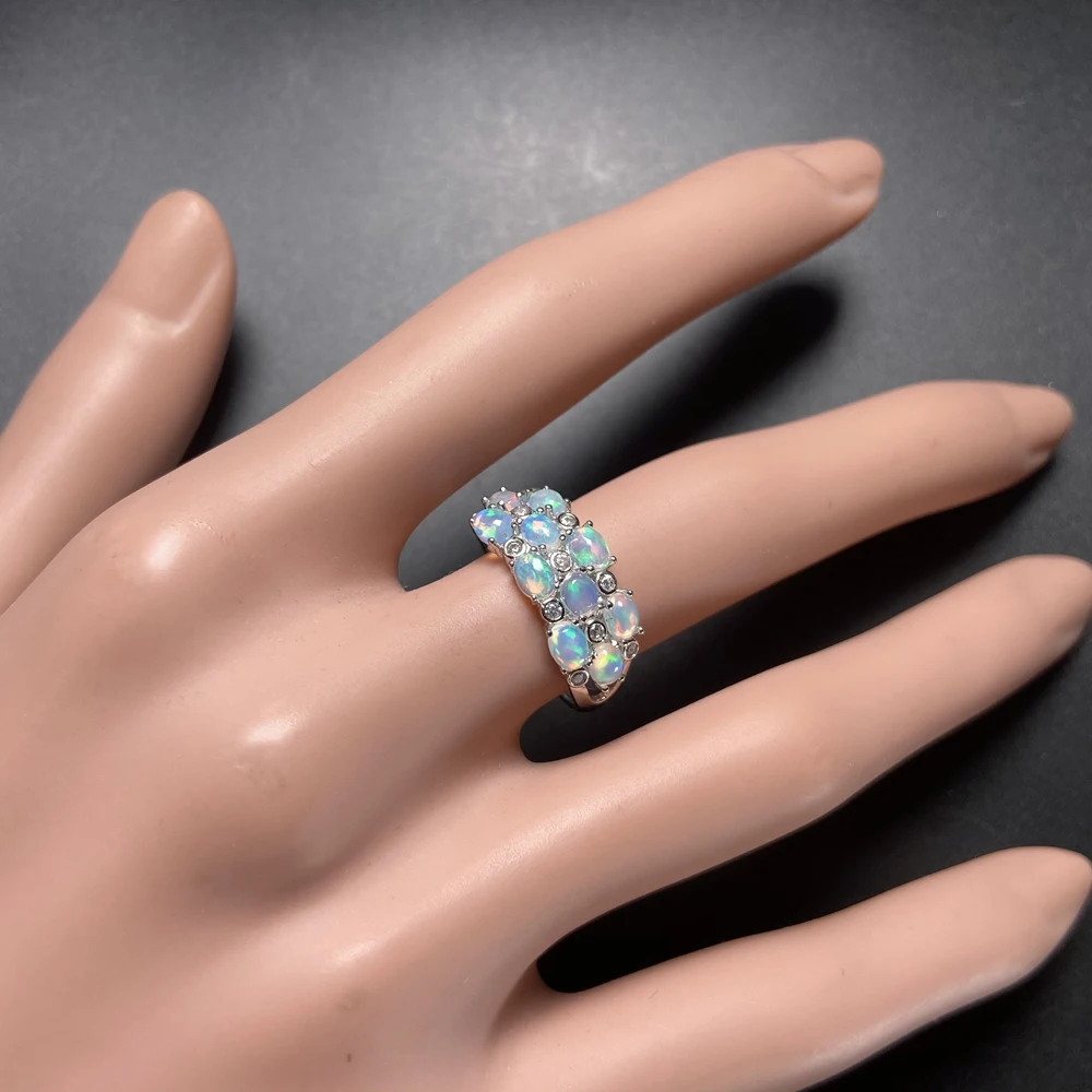 Elegant Natural White Opal Rings Sterling 925 Silver October Birthstone 3*4mm for Women Birthday Lady Wedding Party Fine Jewelry - view 5