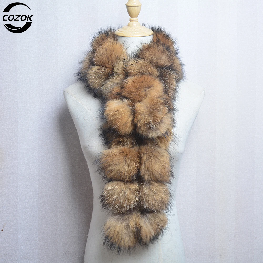 

New Women Winter 100% Real Fox Fur Scarf Outdoor Keep Warm Thick Natural Fox Fur Scarves Lady Fashion Genuine Fox Fur Muffler