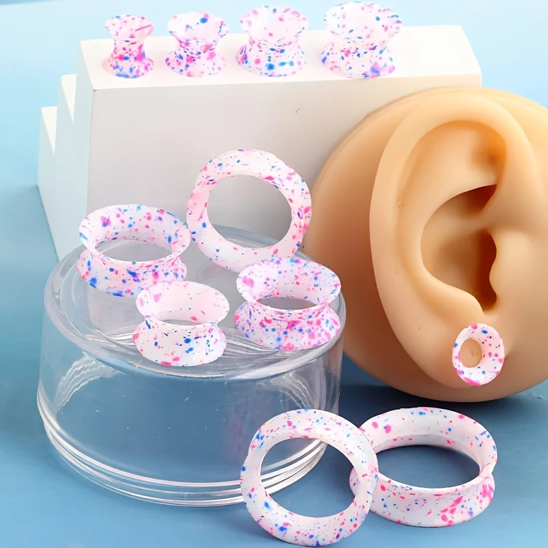 2/16pcs 6mm-20mm Stylish Flexible Silicone Double Flared Flesh Ear Plug Tunnel Expandar Stretcher Gauge Earring Piercing Jewelry