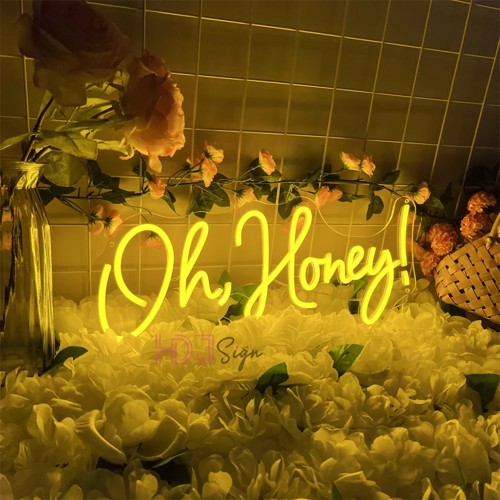 111 أوه العسل النيون وحدة إضاءة LED جداريّة غرفة نوم الزفاف الديكور أضواء النيون عكس الضوء USB غرفة المنزل ديكور حفلات الزواج علامات الهدايا
