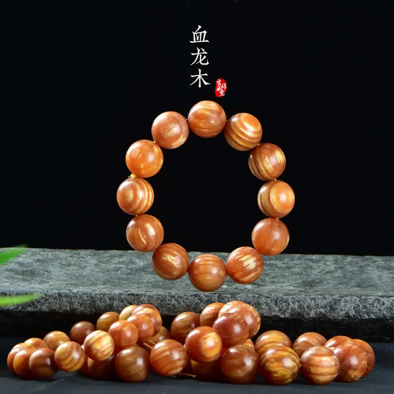 Emperor Blood Dragon Wood HandString 20mm Translucent Agarwood Bracelet Unisex 108 Prayer Buddha Beads Lucky Fortune Blessing