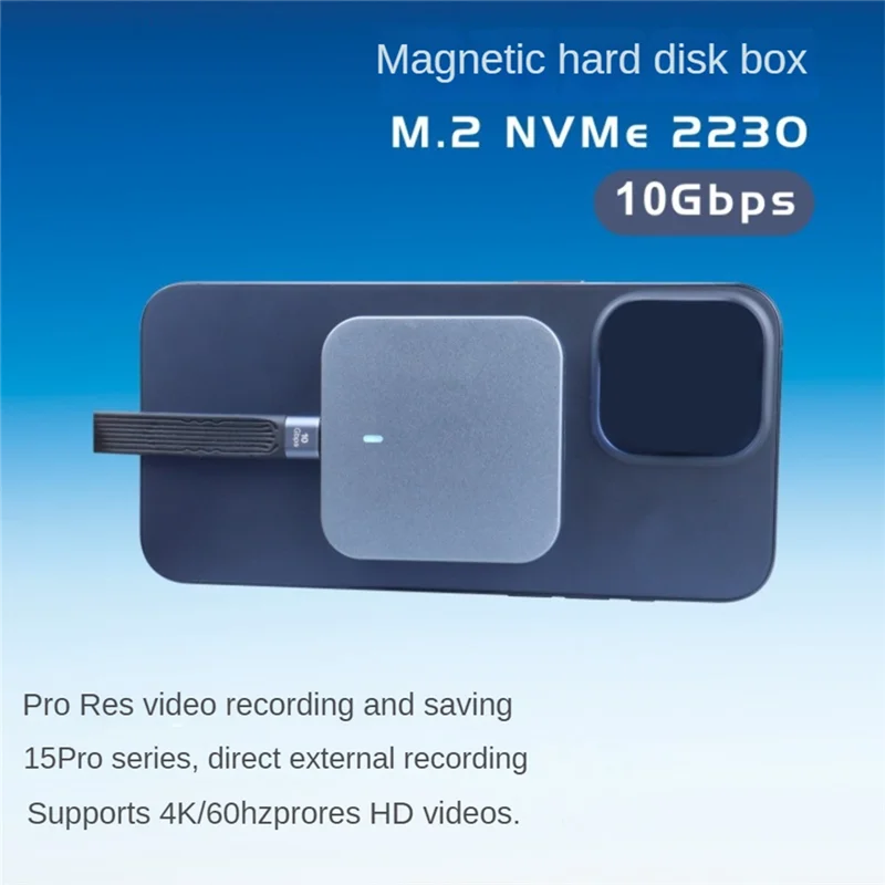 마그네틱 M.2 2230 Nvme SSD 인클로저, 10Gbps USB-C 3.1-Nvme PCI-E, 아이폰 15, 14, 13/12 프로, 2TB