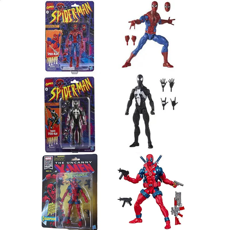 Marvel Spider Man Legends Venom Deadpool Action Figure Toys Change Face Statue Model Doll Collectible Kids For Toy Gifts