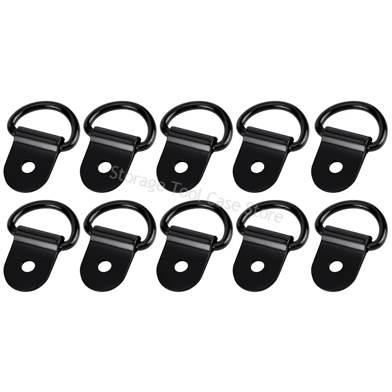 10pcs Black D Shape Pull Hook Tie Down Anchors Ring Iron Stainless Steel Cargo Tie Down Ring for Car Truck Trailers RV Boats