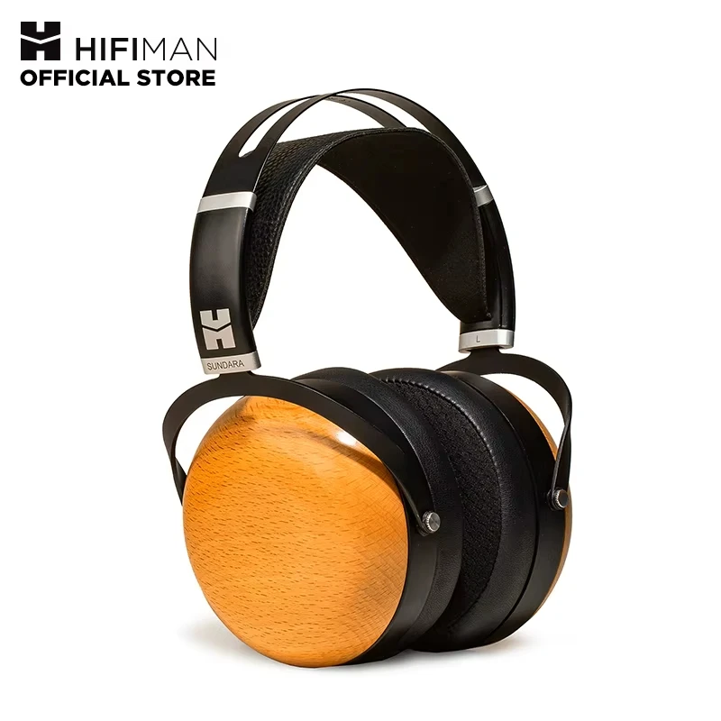 HIFIMAN SUNDARA Closed-Back Over-Ear Planar Magnetic Wired Hi-Fi Headphones with Stealth Magnet Design, Wood Ear Cups