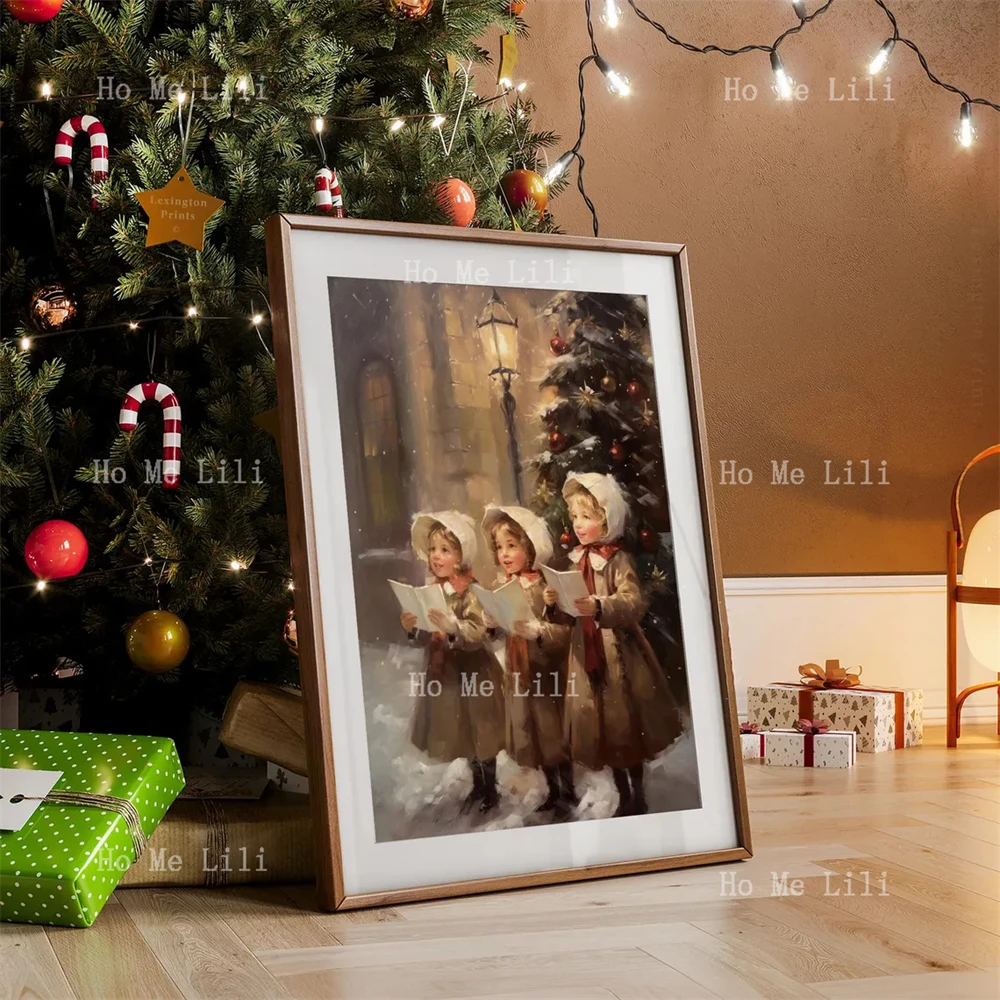 Christmas Carolers Vintage Wall Art Holiday Decor Winter Print