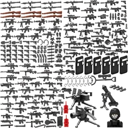 Bloques de construcción de armas militares de la 2. ª Guerra Mundial, 25/50/100/200 piezas, soldado, policía, Gángster, SWAT, pistola, mortero, accesorios, modelo, juguete de ladrillo