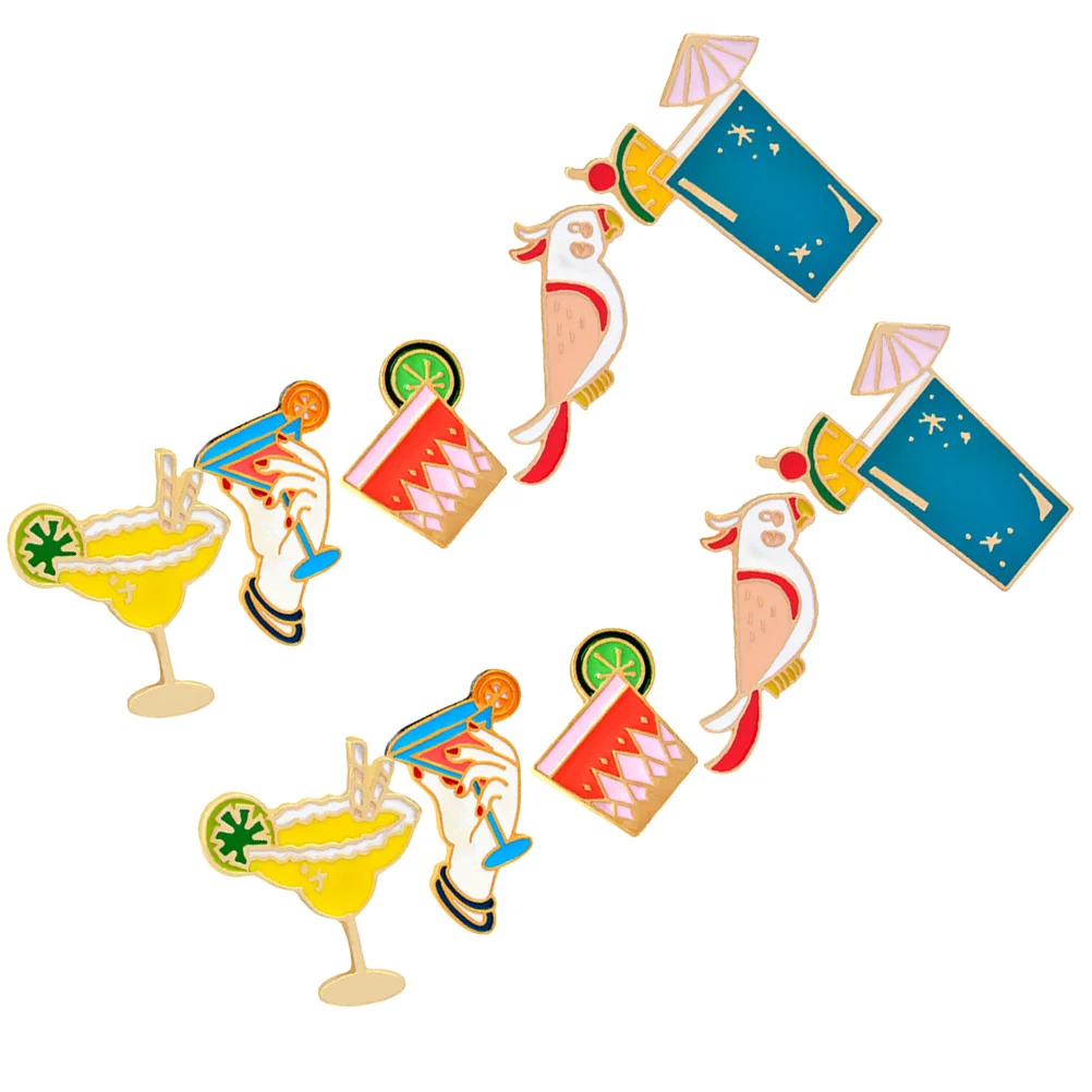 10 قطعة عصير الليمون يقطر بروش شاطئ حفلة الكرتون سبيكة الإبداعية شيك دبابيس فستان اكسسوارات الببغاء كوكتيل موضوع دبوس