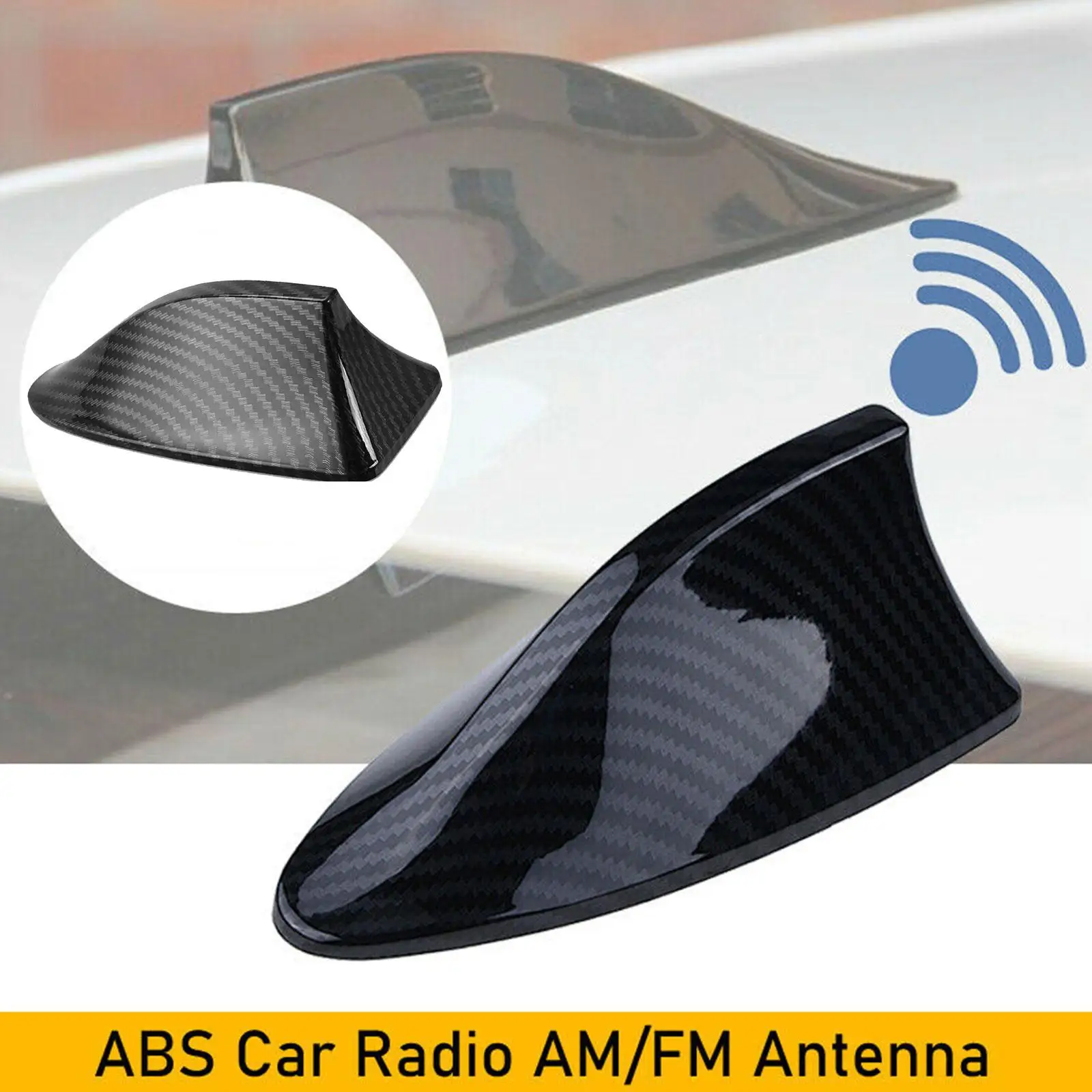 Car Radio Shark Fin Car Shark Antenna Cover Sticker Style Carbon FM Signal AM Base Antenna Fiber Aerial Roof Amplifier R2A5