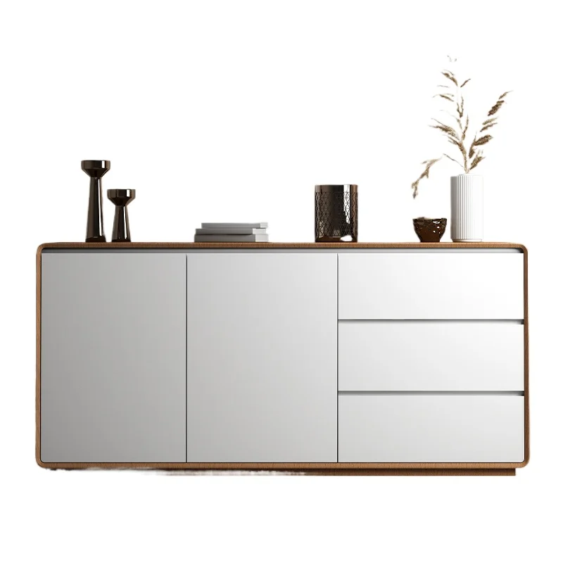 Nordic style natural living room solid wood tableware locker, dining table decorative cabinet