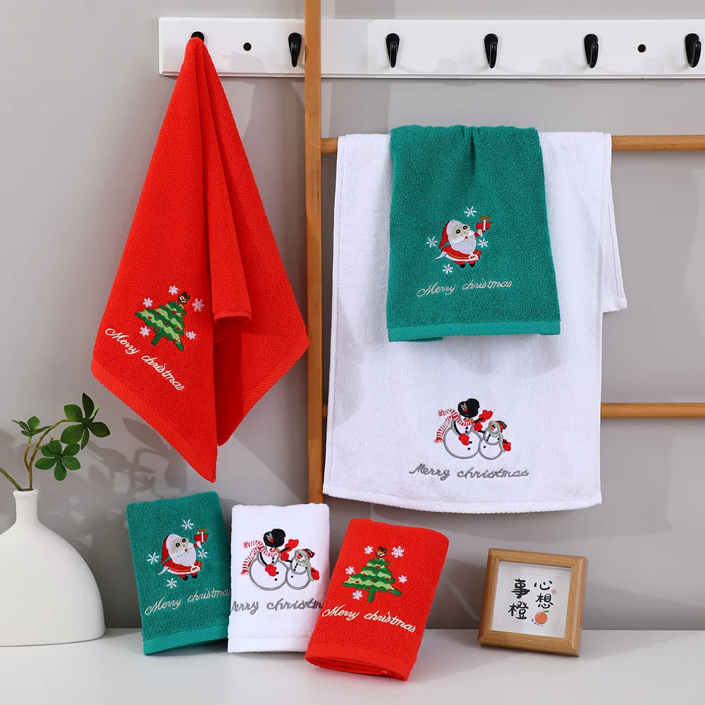

New Xmas Face Towel Christmas Decor Red Santa Claus New Year Gift Home Bathroom Washing Hand Face Towel Cloth Man Woman