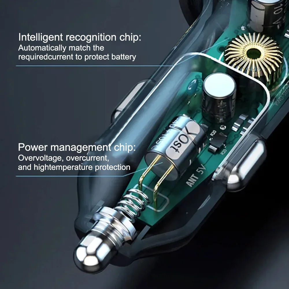 USB Interface Type-C Extension 66W Car Charger Rear Mobile Phone Charging PD QC3.0 Multifunctional Super Fast Charging
