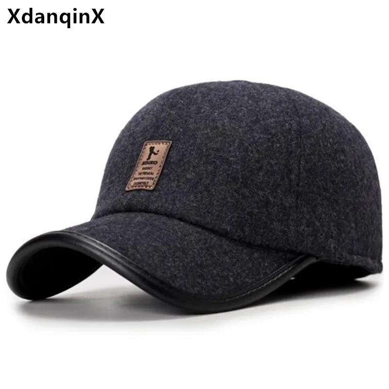 

Free Shipping New Winter Plush Thickened Coldproof Earmuff Hats Warm Baseball Caps For Men Cycling Cap Golf Cap Dad's Cotton Hat