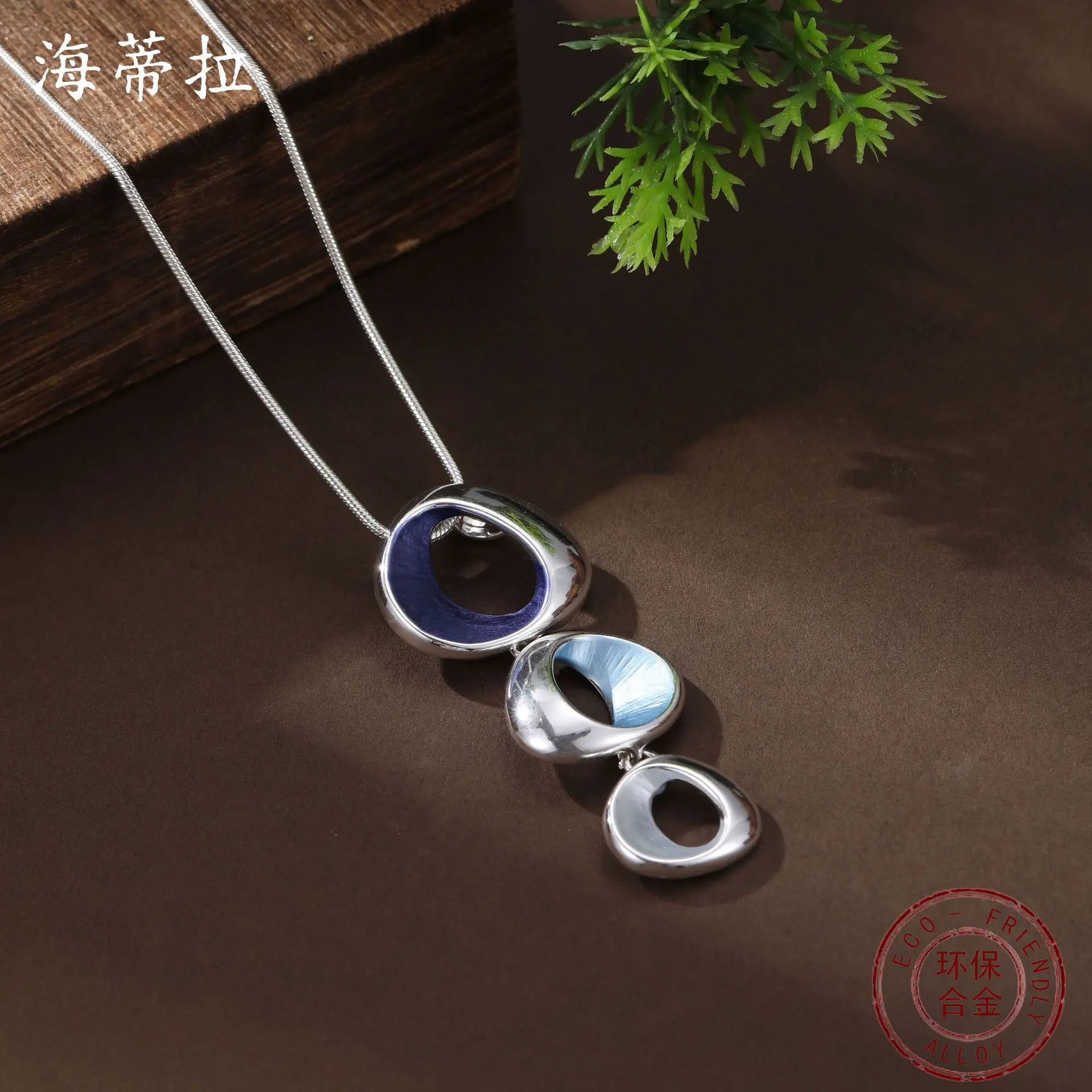 DIY accessories hot-selling enamel color hollow ring small pendant women's simple fashion high sense irregular ring necklace
