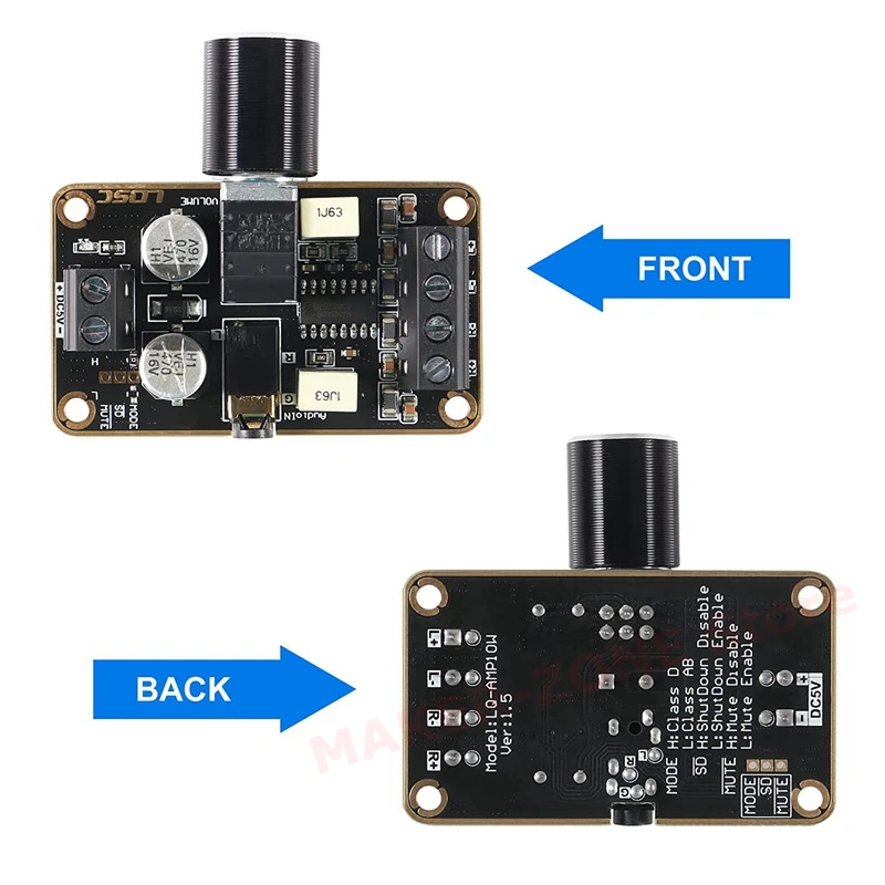 3Pcs Audio Amplifier Board, 5W+5W Mini Amplifier Board PAM8406 DC 5V Digital Stereo Power Amp 2.0 Dual Channel Class D Module