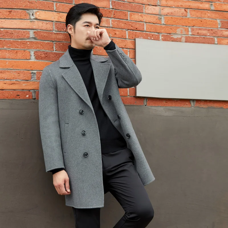 

Jueqi men's cashmere coat autumn and winter new double-sided woolen coat 100% pure wool woolen coat MR-3018