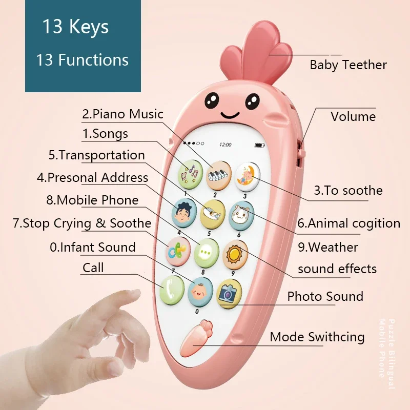 Baby Phone Multi-function Simulation Toys for Newborns 0-12 months Toy for Infant Music Early Educational Remote Control