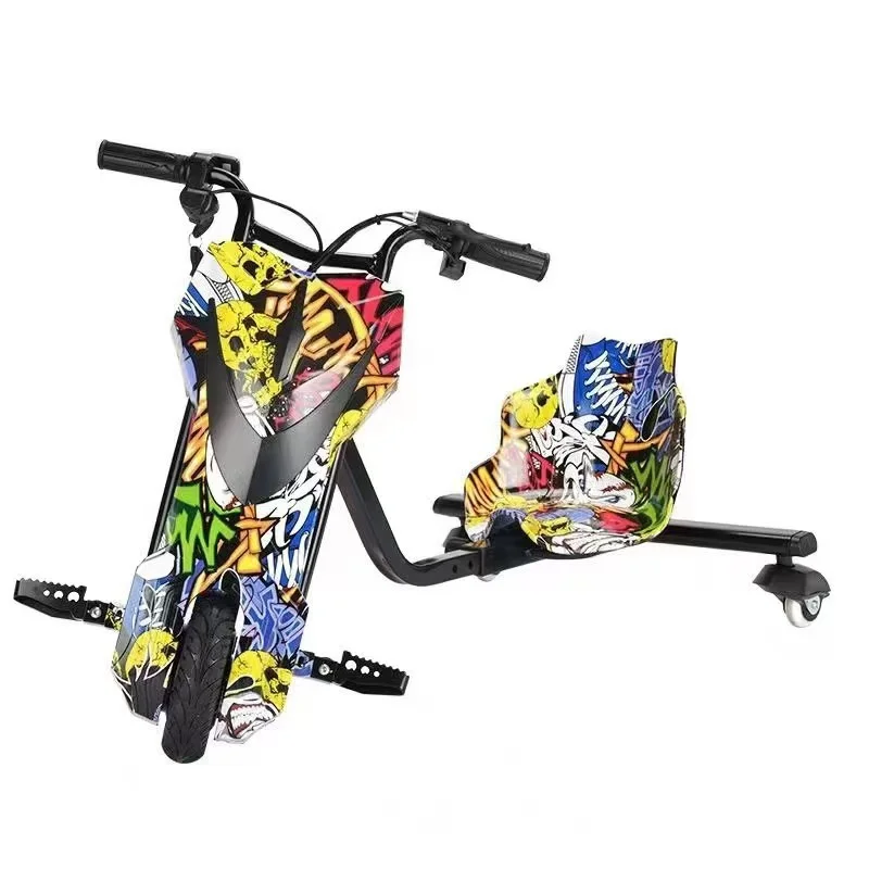 Electric three-wheel drift car, adult V type, retractable long battery life, tail-flicking kart, balance car, battery car