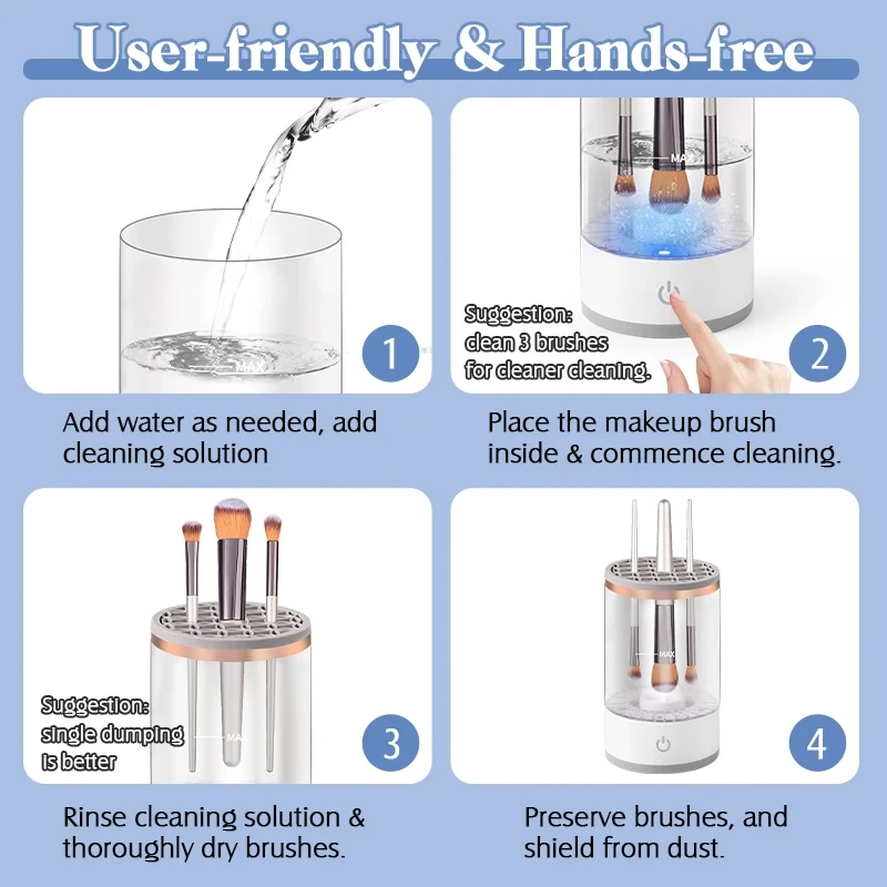 USB Plug Portable Electric Makeup Brush Cleaner Folding Powder Puff Cleaning Tool Makeup Brushes Automatic Washing Stand Device