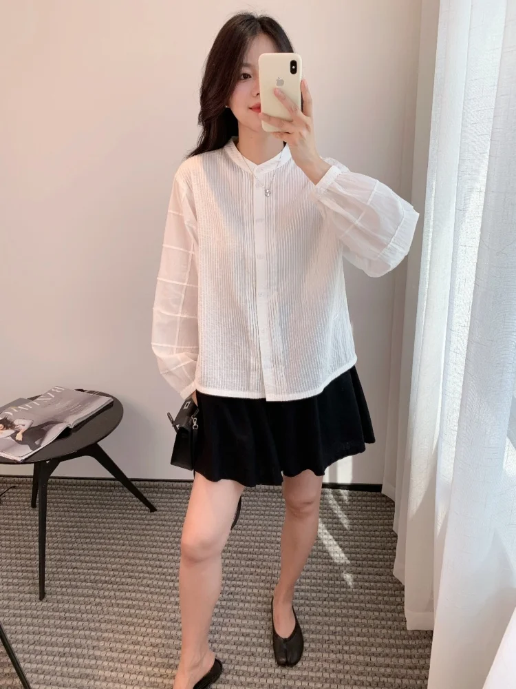 

Thoey Chen Women's Casual Cotton irt Thin Long Sve Summer Outerwear Comfortable Breathable Loose Fit Button up Top