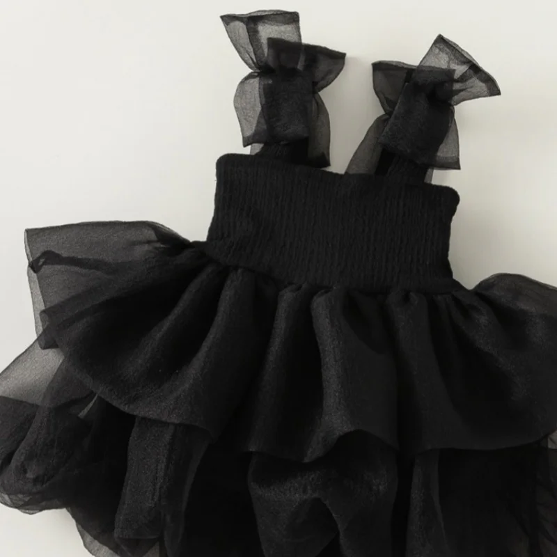 Kids Children Dresses Baby Costume Luxury Brand Clothes Evening Girls Party Prom Black Dress Size 2 3 To 8 10 Years Girl Costume