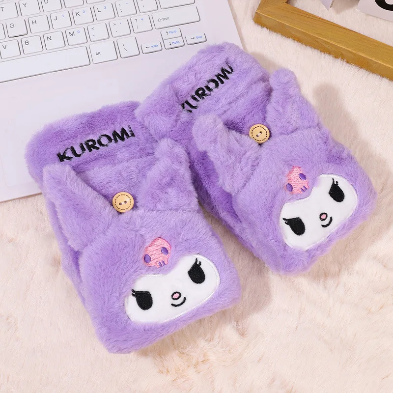 Sanrio Kuromi My Melody Warm Gloves Kawaii Anime Cinnamoroll Biker Women Windproof Winter Gloves Cartoon Cute Gloves Kid Gift