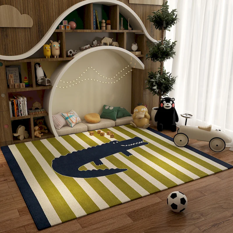 VIKAMA Marine Dinosaur Animal Large Area Carpet Striped Non Slip Floor Mat Living Room Bedroom Home Decoration