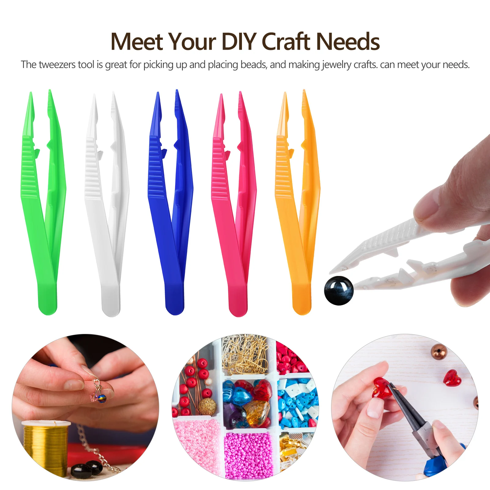 Pincettes à faire soi-même, 20 pièces, perles en plastique, outil artisanal pour la fabrication de bijoux, motricité Fine, pratique, jeu, pince à épiler Portable