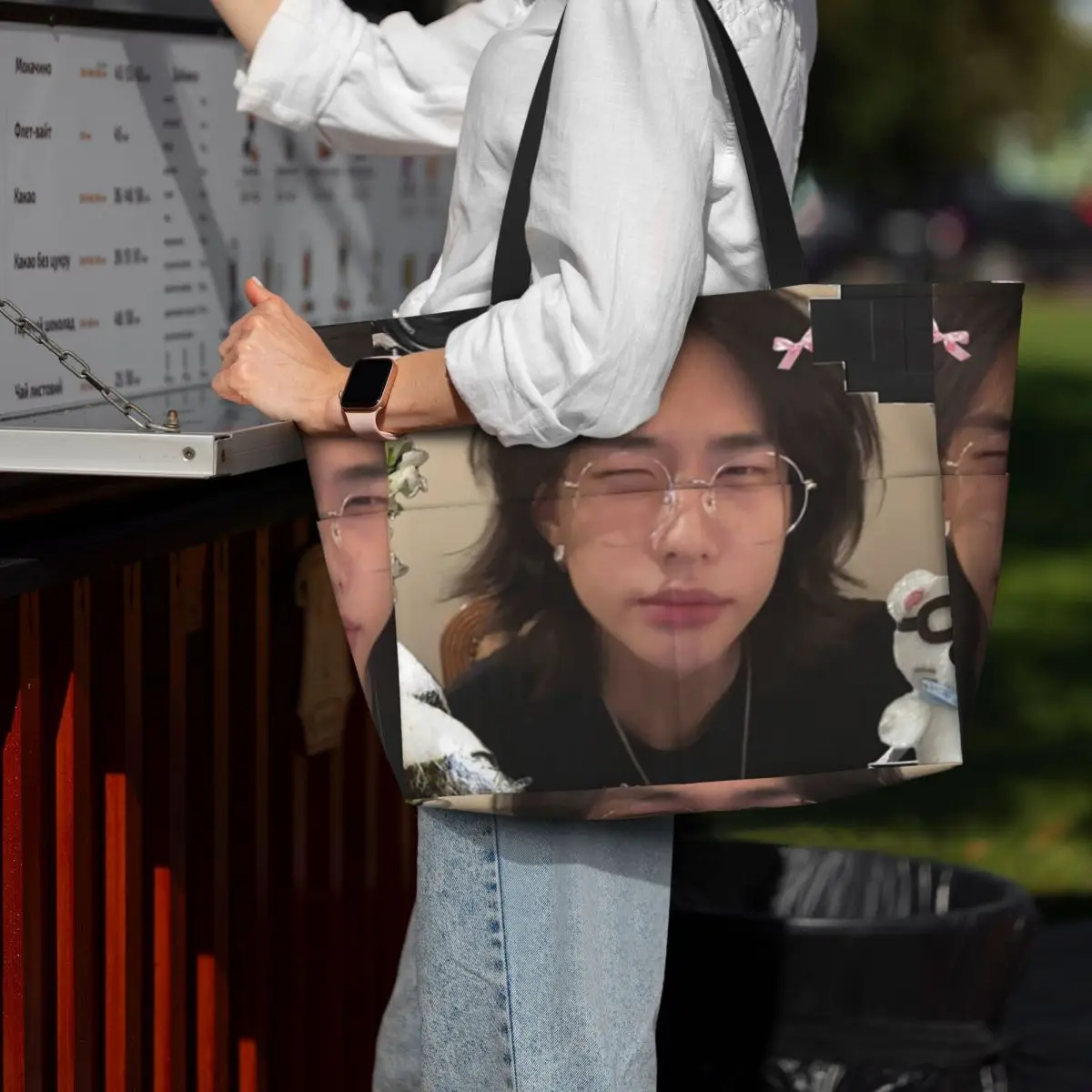 

Hyunjin Collage Beach Tote Bag Sport Gym Yoga Duffle Large Tote Bag Women Travel Bag Fitness bag