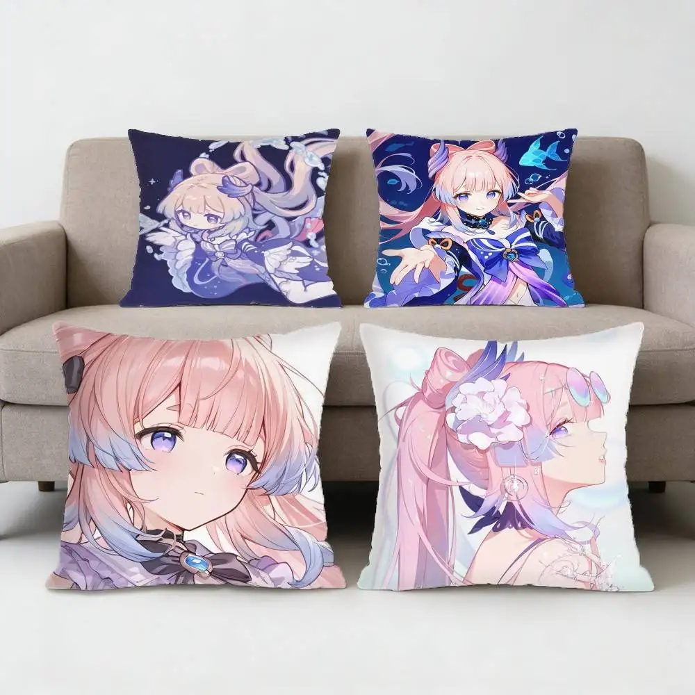 

Sangonomiya Kokomi Pillow Case Anti-dustmite Pillowcase Invisible zipper silky Sofa cushion cover for bedroom