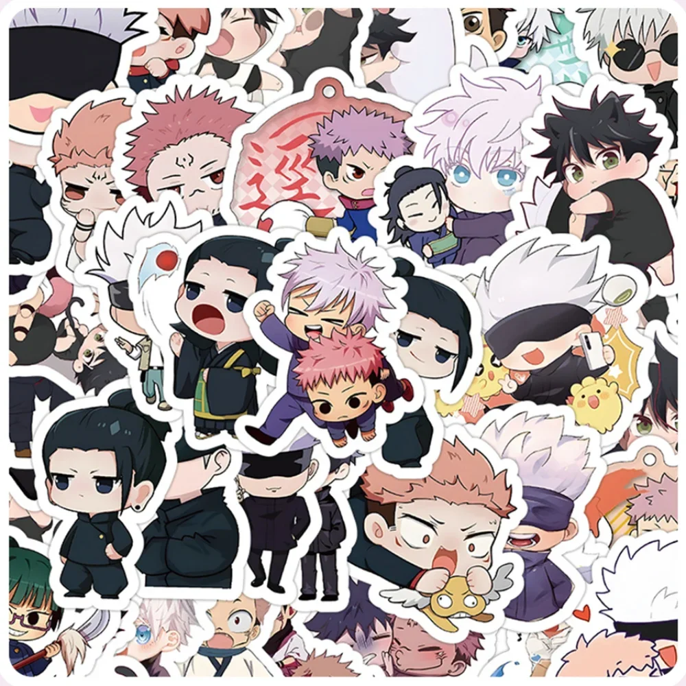 60PCS Kawaii Anime Jujutsu Kaisen Stickers Cartoon Decals Laptop Skateboard Notebook Car Bike Cute Sticker Kids Toy