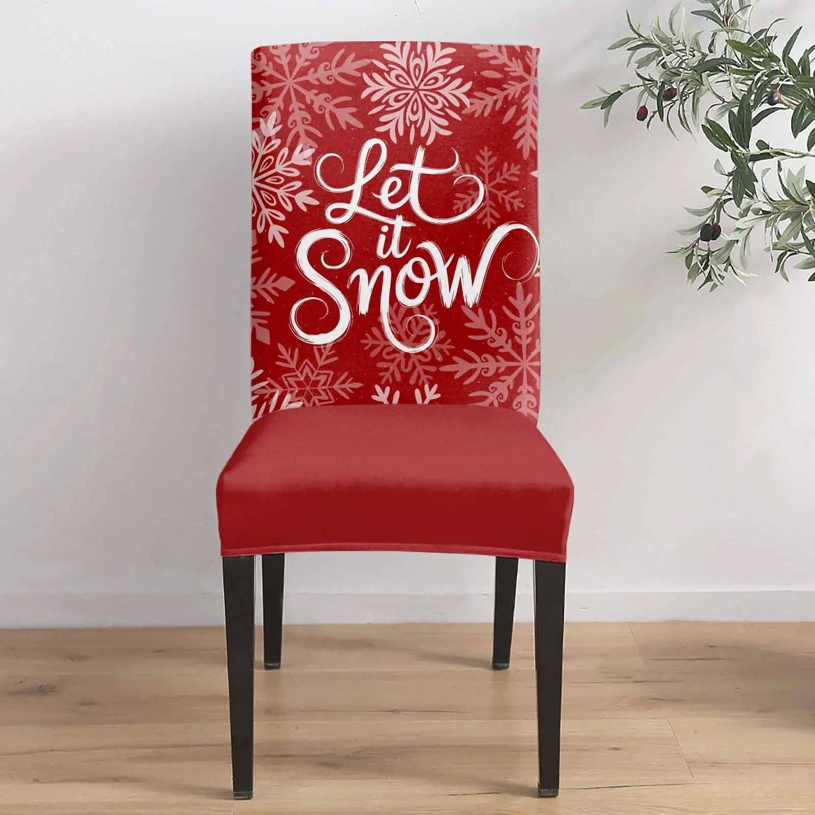 

Красные зимние снежинки Let Snow 4/6/8 шт. эластичный чехол на стул из спандекса для свадьбы, отеля, банкета, столовой