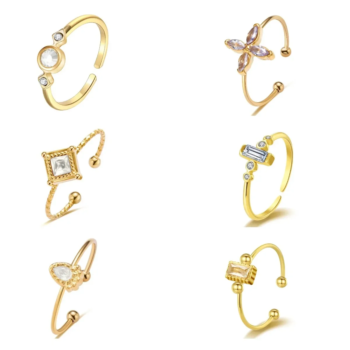 Zircon Engagement Wedding Rings for Women Gold Color Stainless Steel Female 2025 Finger Jewelry Birthday Gift