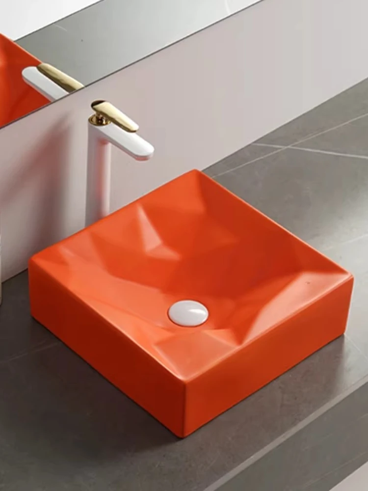 Creative square platform basin high-end ceramic face wash art basin hotel apartment hand wash tray