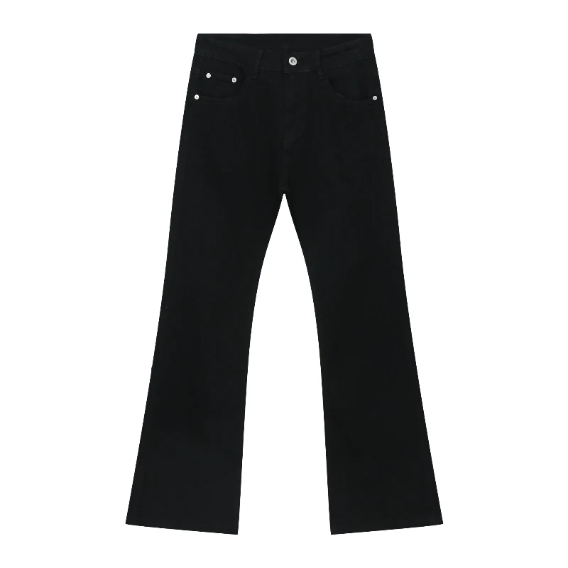 Pantalones vaqueros de mezclilla para hombre, pantalones largos acampanados, pantalones rectos, informales, regulares, con bolsillo con botones, cintura alta, empalme, corte ajustado, Otoño Invierno