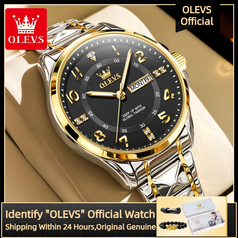 

OLEVS 2910, мужские часы, модные классические деловые часы с календарем из нержавеющей стали, цифровой циферблат, светящийся водонепроницаемый ремешок из сплава, мужские часы