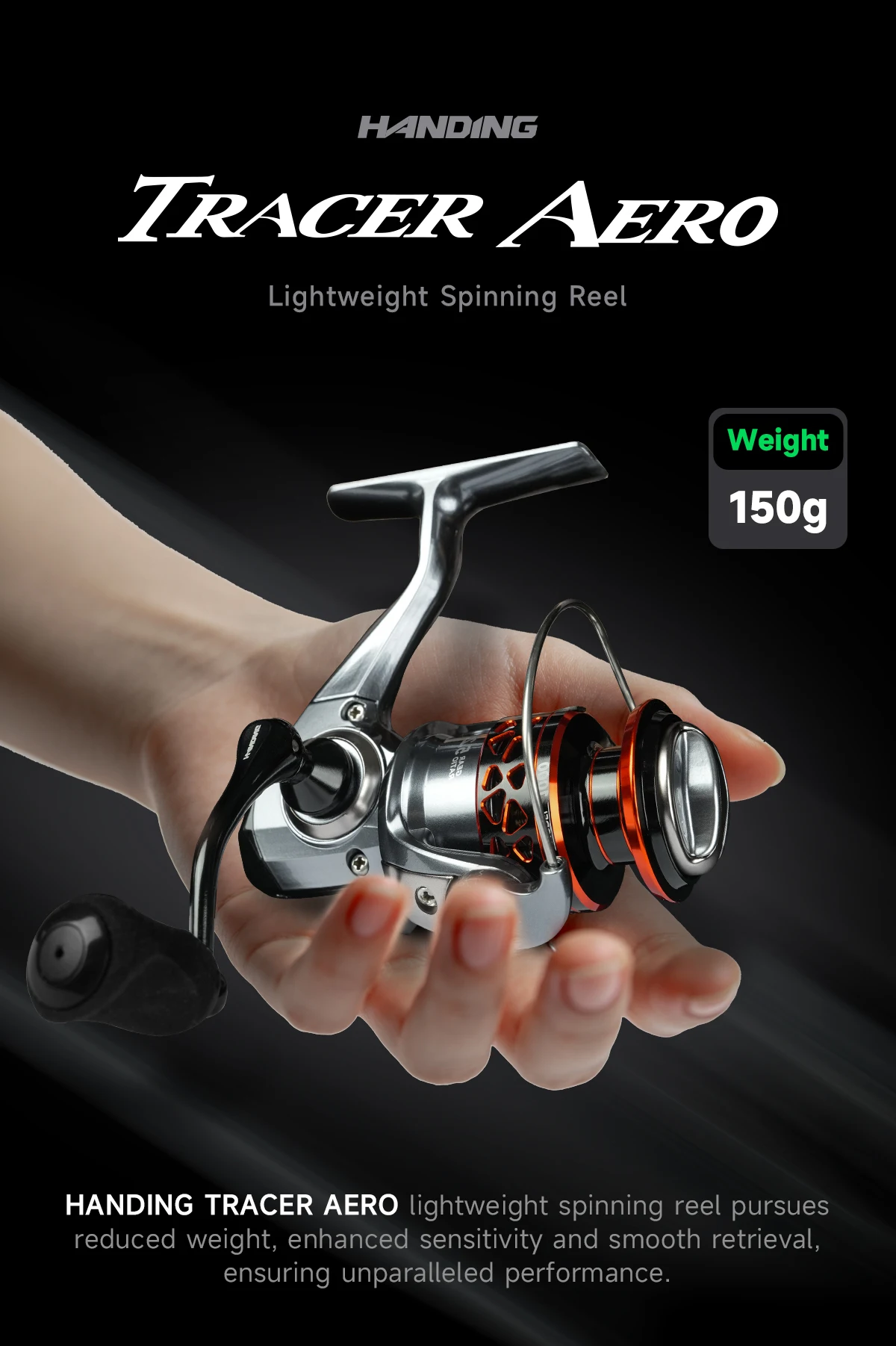 HANDING TRACER AERO 500/1000 Größe Spinnrolle 150 Gramm 9cm Ultraleichte Angelrolle 5+1 Doppelte Kugellager 5 Max Bremskraft – Detail 1