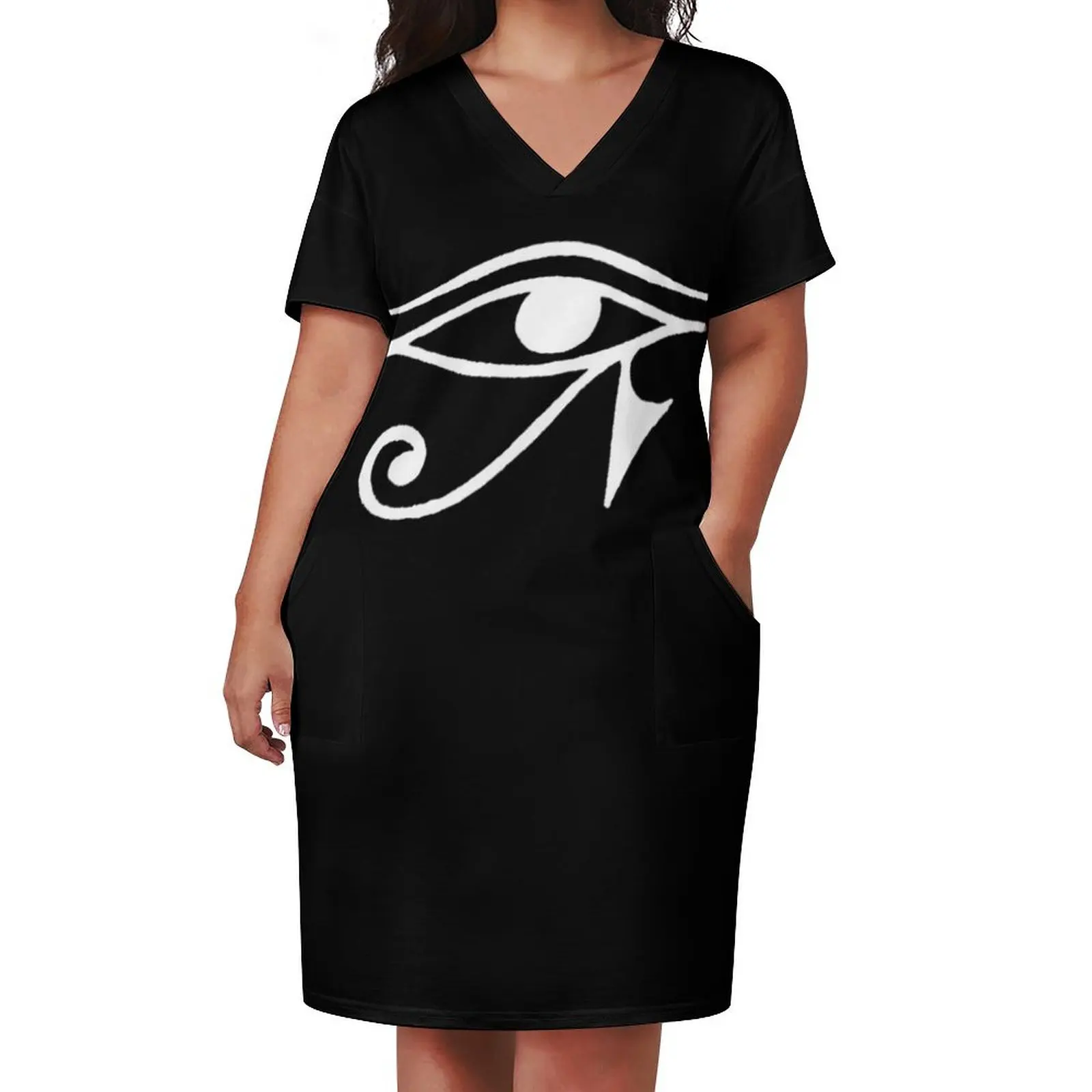 Egyptian Eye of Horus Loose Pocket Dress womens dress chic and elegant woman dress party dresses woman