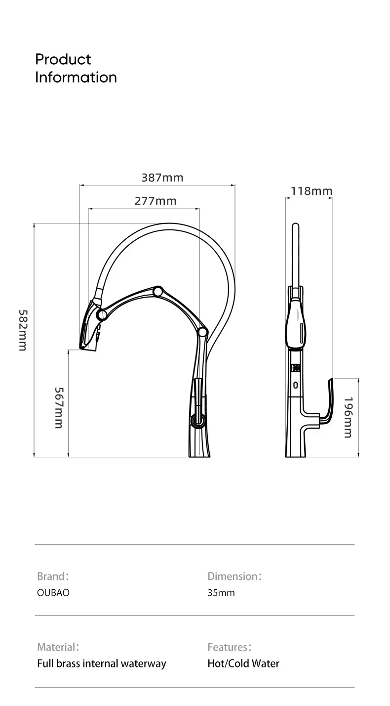 High Quality Commercial Motion Sensor Pull Down Sink Mixer Tap Metal Smart Touch Kitchen Faucet