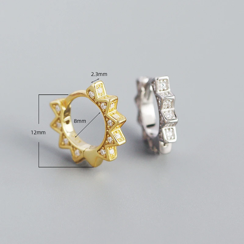 KAMIRA 925 Sterling Silver Bohemian Unisex Vintage Earrings for Women Party Rock Punk Zircon Hug Hoop Earrings Delicate Jewelry